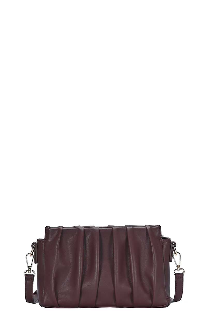 Stylish Smooth Wrinkled Crossbody Bag | ACCESSORIES, Black, Cognac, HANDBAGS, SALE, SALE ACCESSORIES, Taupe, Wine | Style Your Curves