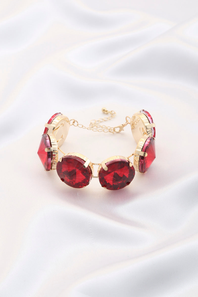 Round Crystal Bracelet | BRACELETS, Gold, Gold/Silver, JEWELRY, Multi, Red, SALE, SALE JEWELRY | Style Your Curves