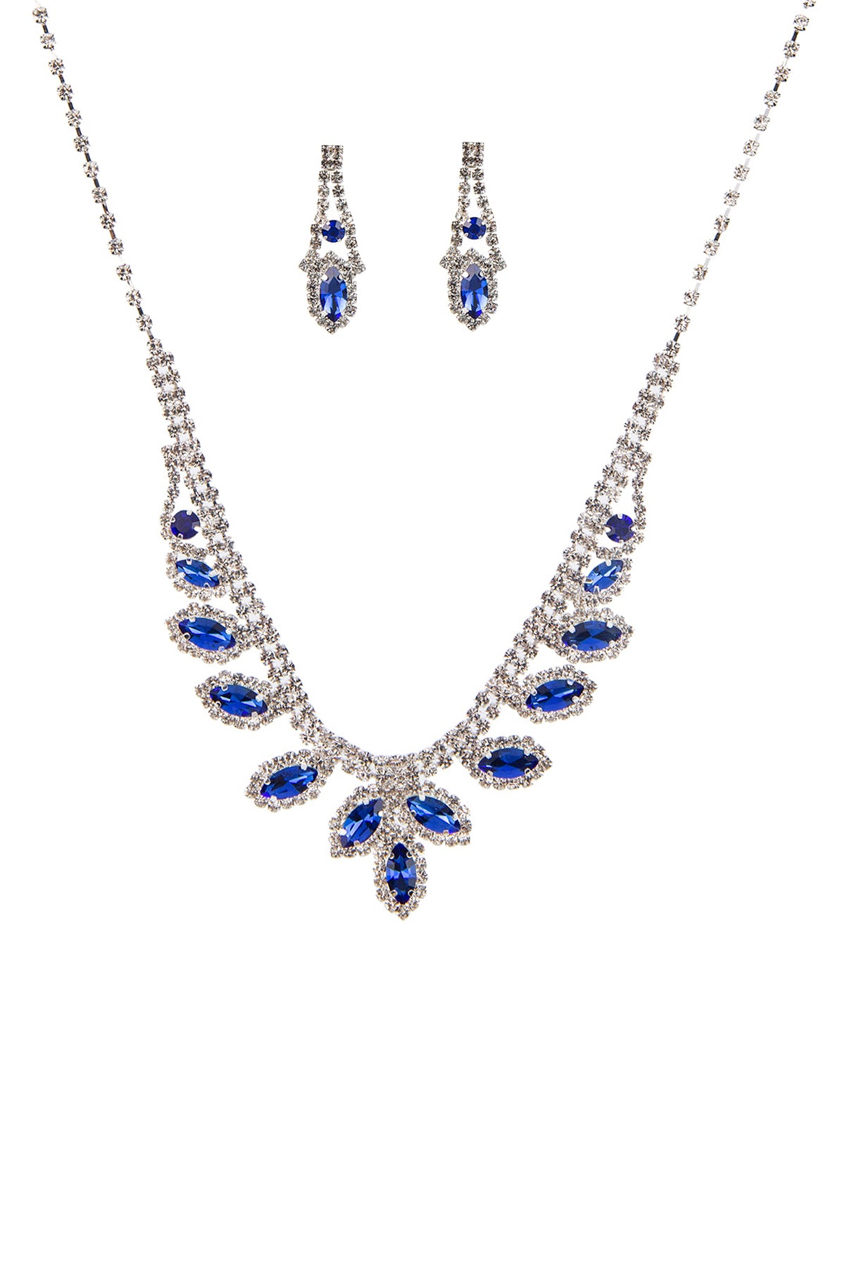 Rhinestone Marquise Wedding Necklace And Earring Set | Black, Blue, CCPRODUCTS, Gold, JEWELRY, NECKLACES, Red, SALE, SALE JEWELRY, Silver | Style Your Curves