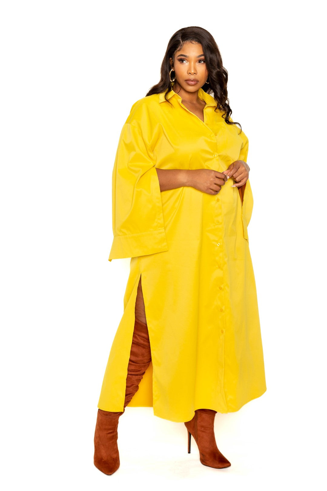 Plus Size Cape Sleeve Shirt Dress CCPRODUCTS, NEW ARRIVALS, PLUS SIZE, PLUS SIZE DRESSES Style Your Curves