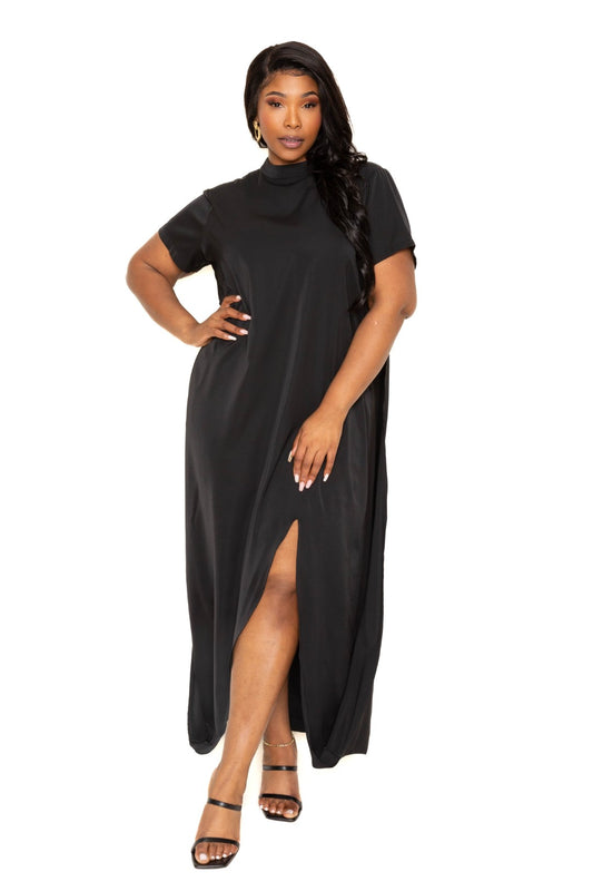 Mock neck back cape dress CCPRODUCTS, NEW ARRIVALS, PLUS SIZE, PLUS SIZE DRESSES Style Your Curves