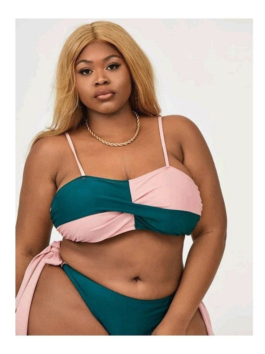 Plus Size Pink and Green 2pc Swimsuit style Your Curves 2 Piece Set, 4XL, bathing Suit, extended plus, NEW ARRIVALS, SALE Style Your Curves