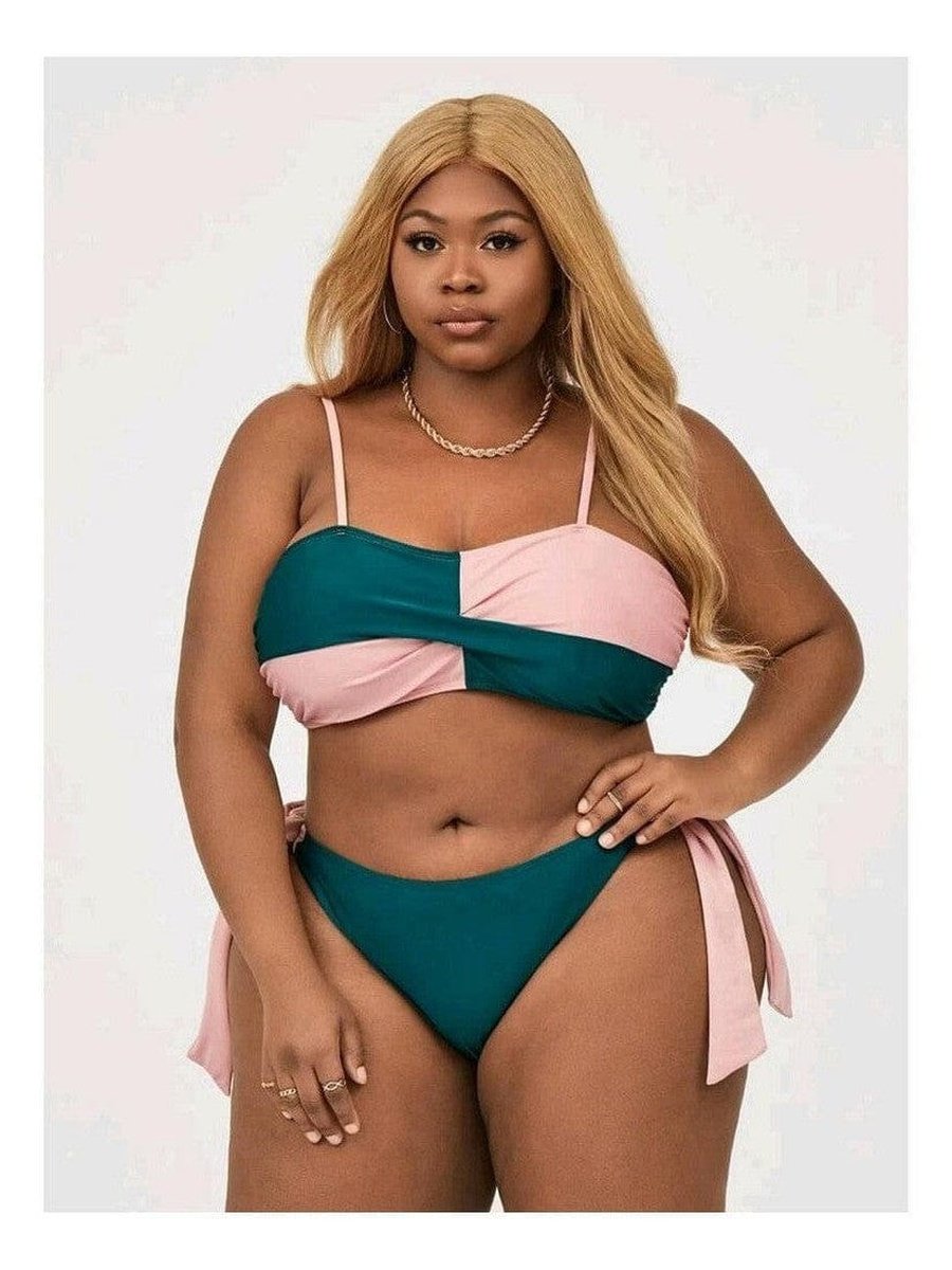 Plus Size Pink and Green 2pc Swimsuit style Your Curves 2 Piece Set, 4XL, bathing Suit, extended plus, NEW ARRIVALS, SALE Style Your Curves