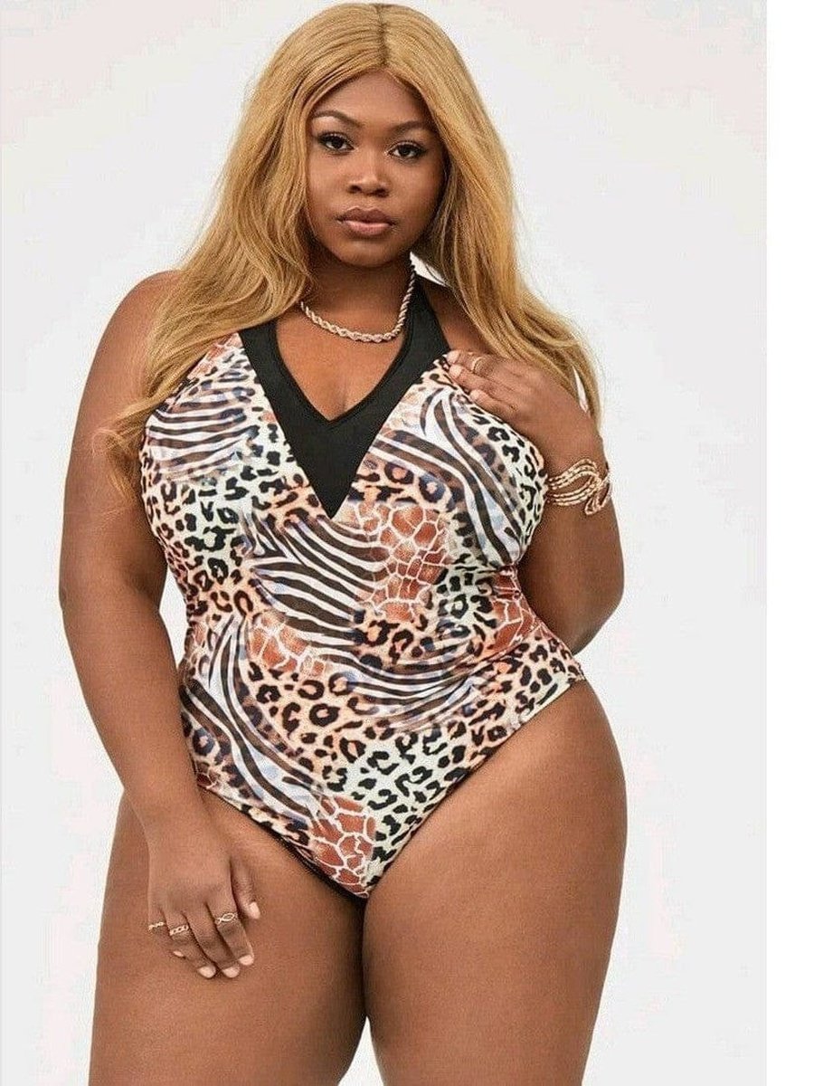 Plus Size Animal Print Swimsuit | 4XL, extended plus, NEW ARRIVALS, PLUS, PLUS SIZE, PLUS SIZE SETS, SALE, swimsuit | Style Your Curves