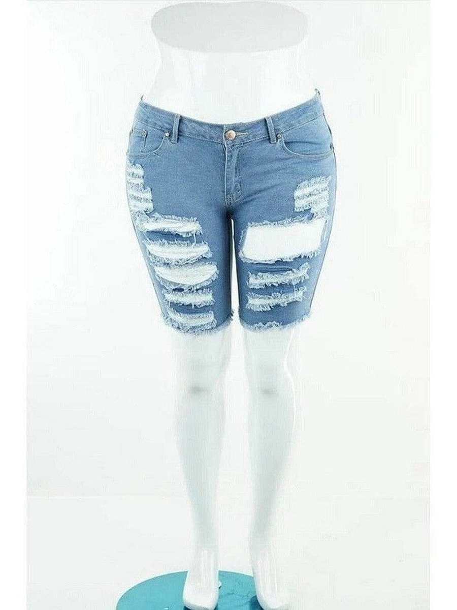 Plus Size Distressed Bermuda Shorts | jeans, NEW ARRIVALS, PLUS, plus bottoms, plus jeans, PLUS SIZE, PLUS SIZE BOTTOMS, plus size jeans, SALE | Style Your Curves