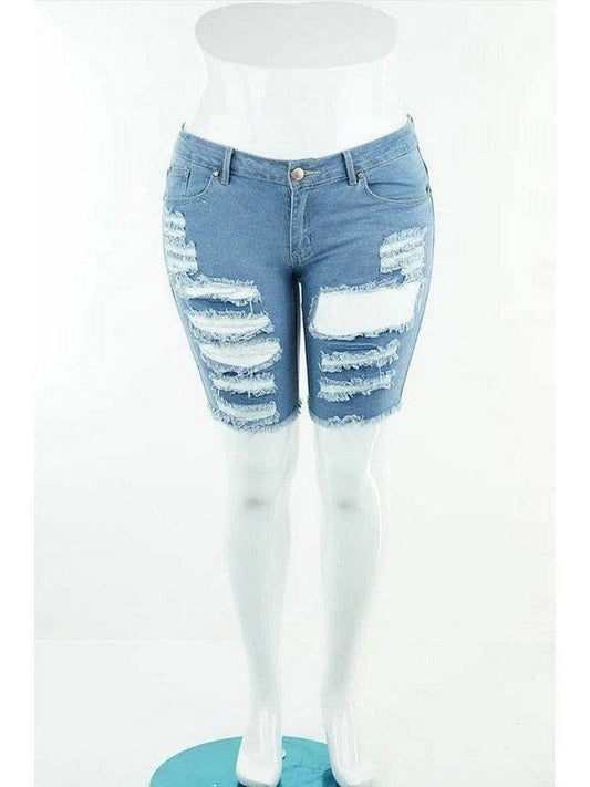 Plus Size Distressed Bermuda Shorts | jeans, NEW ARRIVALS, PLUS, plus bottoms, plus jeans, PLUS SIZE, PLUS SIZE BOTTOMS, plus size jeans, SALE | Style Your Curves